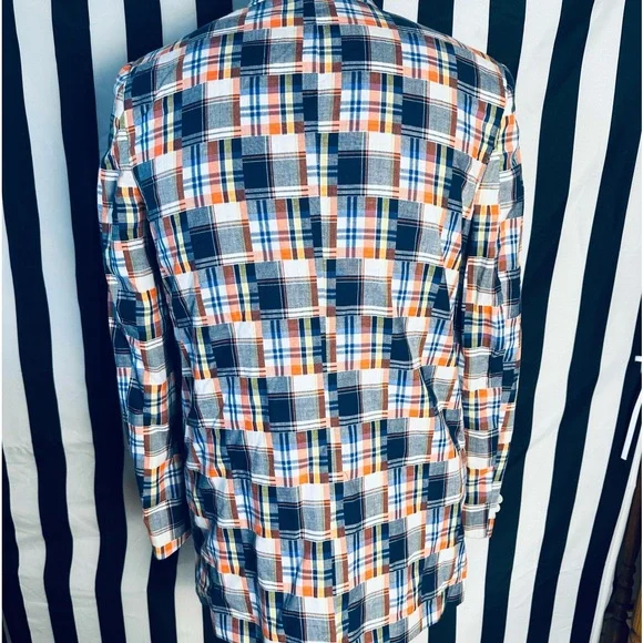 IZOD Orange & BLUE PLAID YOUTH SPORTS COAT BLAZER New With Tags - Picture 5 of 6